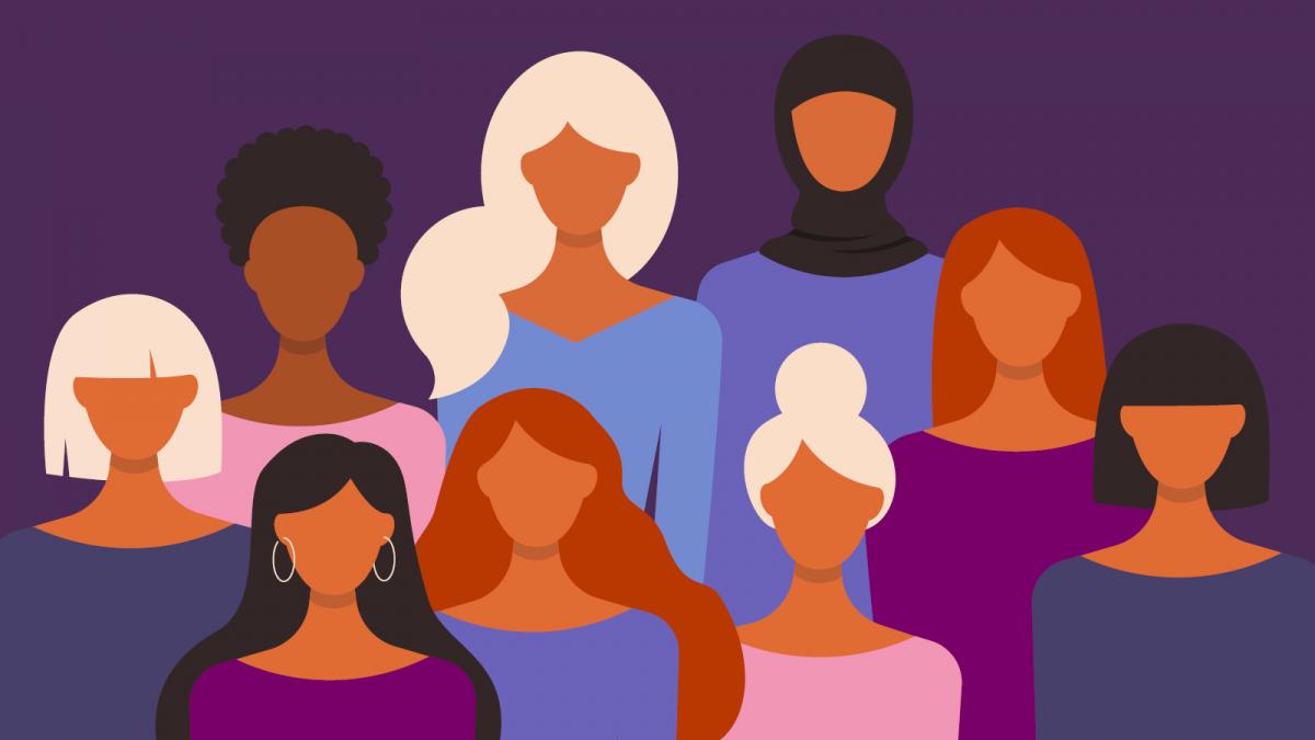 Graphic of a group of diverse women