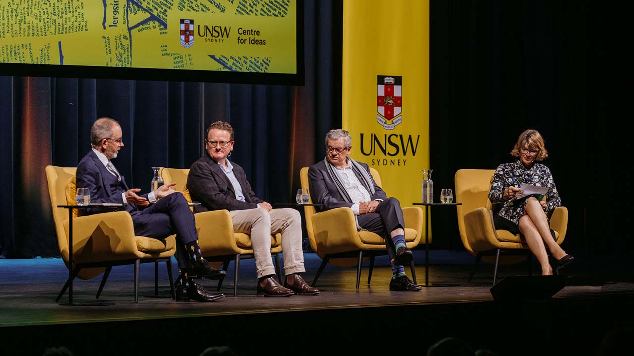 A panel of speakers 