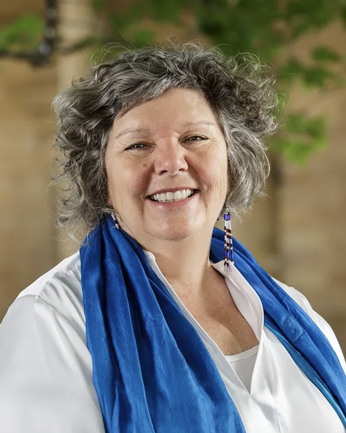 Portrait of artist and curator Nici Cumpston at the Art Gallery of South Australia.