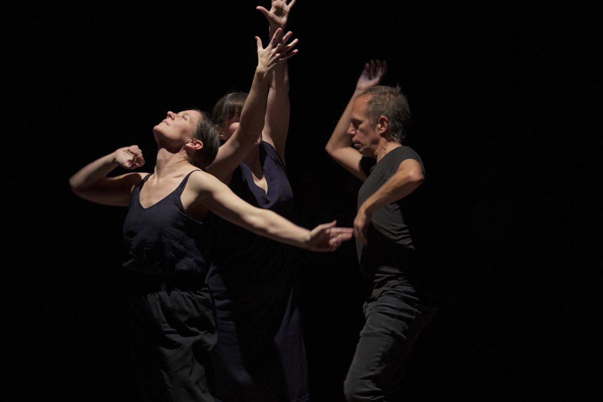 Dancers improvising movement