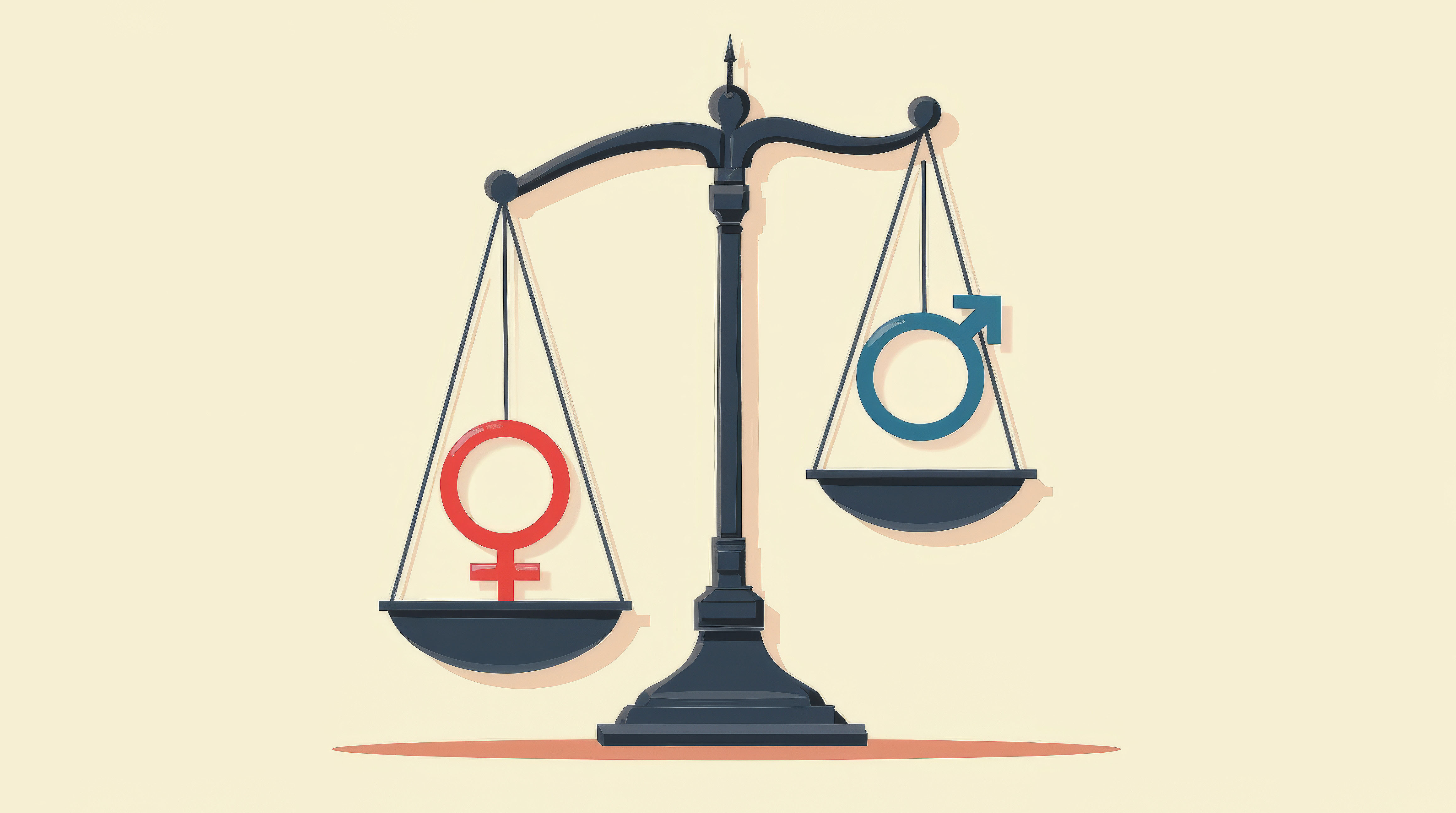 Weighing scales demonstrating the imbalance between men and women