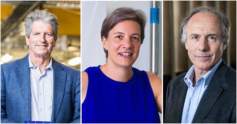 profile image of Professor Martin Green (left), 2018 Australian of the Year Professor Michelle Simmons (middle) and Australia's Chief Scientist Dr Alan Finkel (right). 