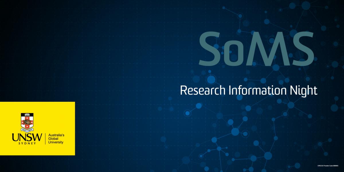 blue graphic with "SoMs information night' written. 