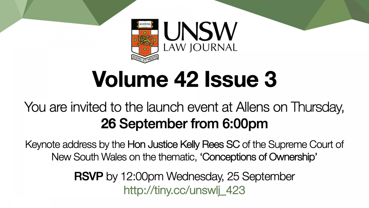 Invitation to the launch event at Allens on Thursday 26 September 2019