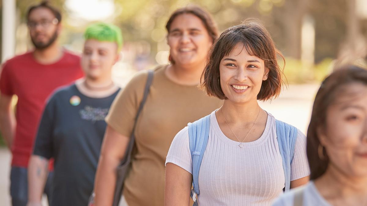 Students on the UNSW walkway.