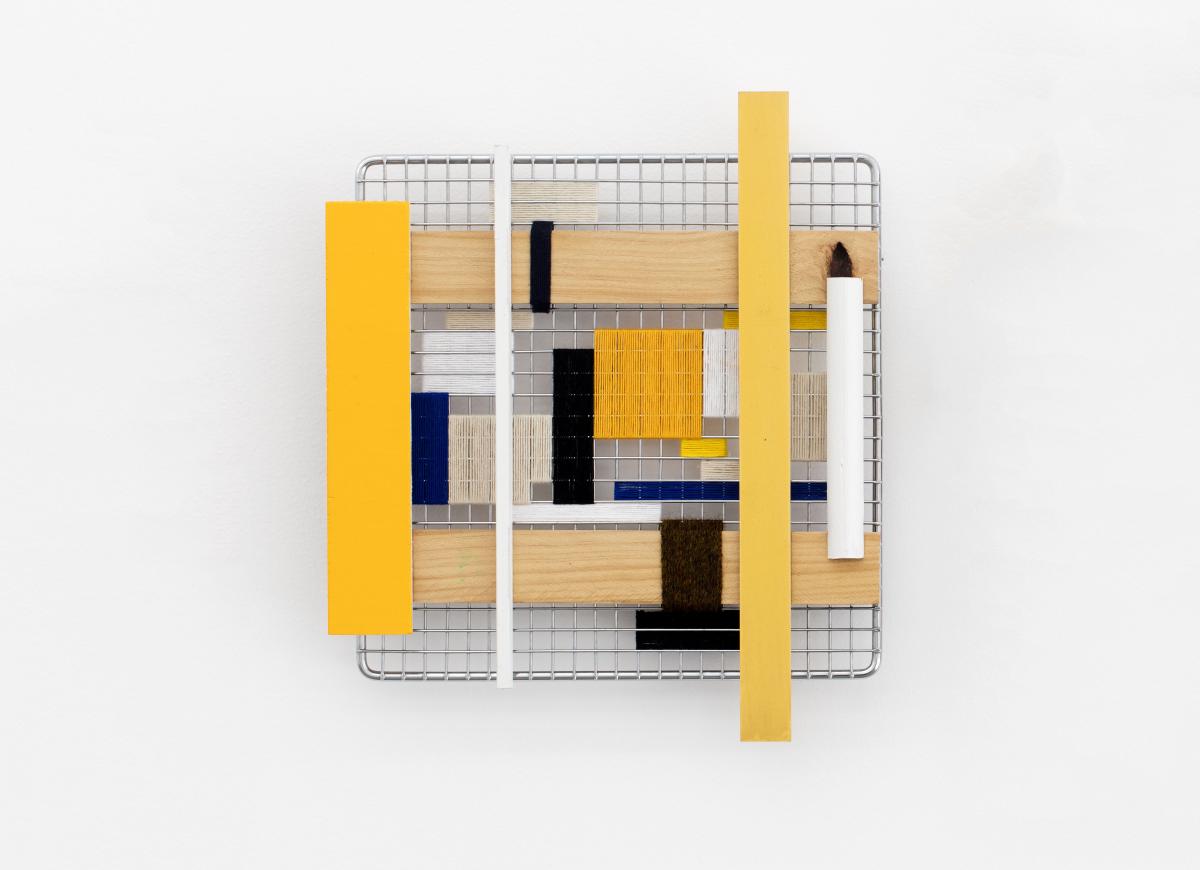 Collage of wood, paper and metal