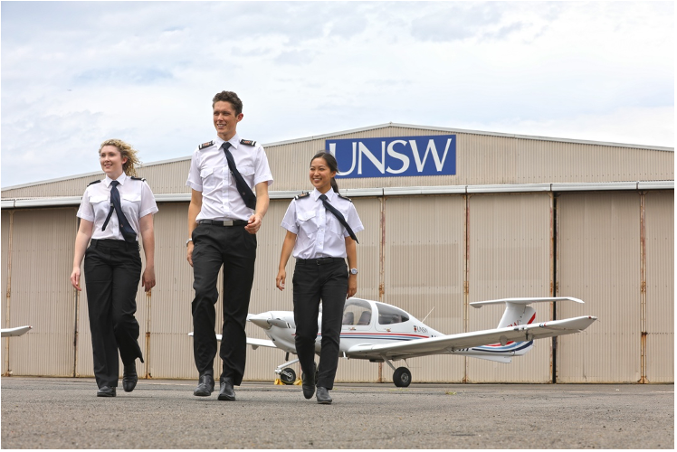 Three UNSW students at our aviation facilities