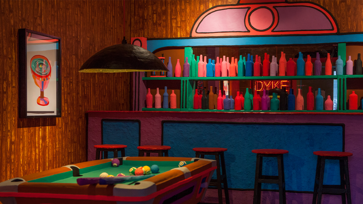 Installation view of 'Eulogy for the Dyke Bar'.