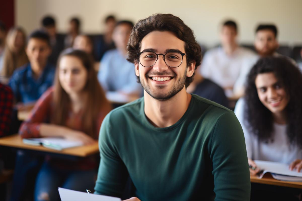 Man sitting in classroom