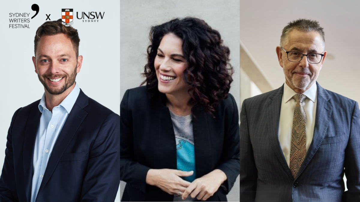 Headshot of Adam Bayes, Rebecca Huntley and Norman Swan