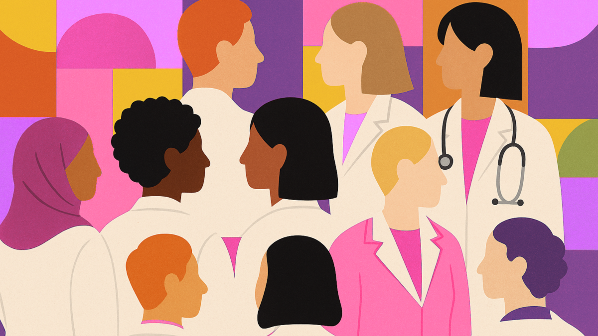 Cartoon image of women and women of different diversities 